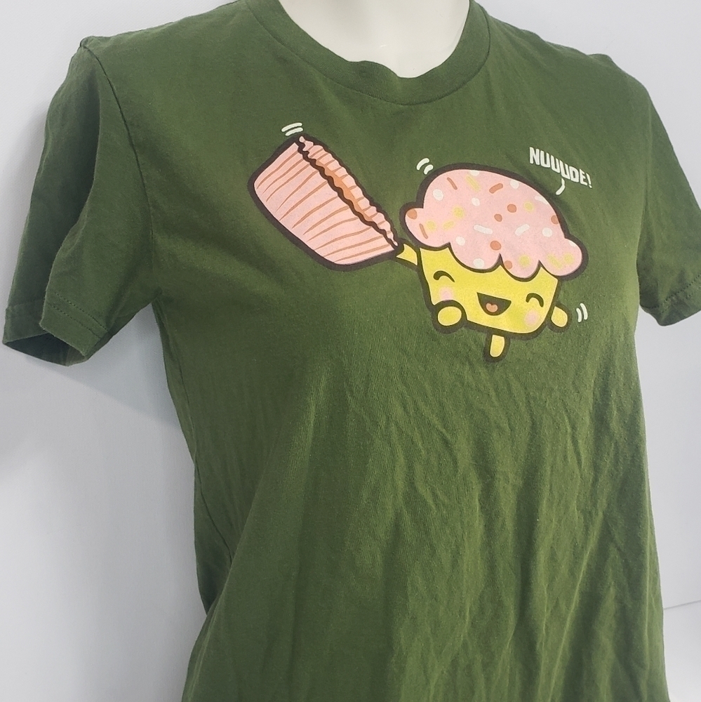American Apparel Green T Shirt with Cupcake - Picture 2 of 4